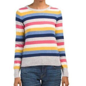 C&C California 2-Ply Cashmere Sweater Sz L Multi Stripe Long Slv